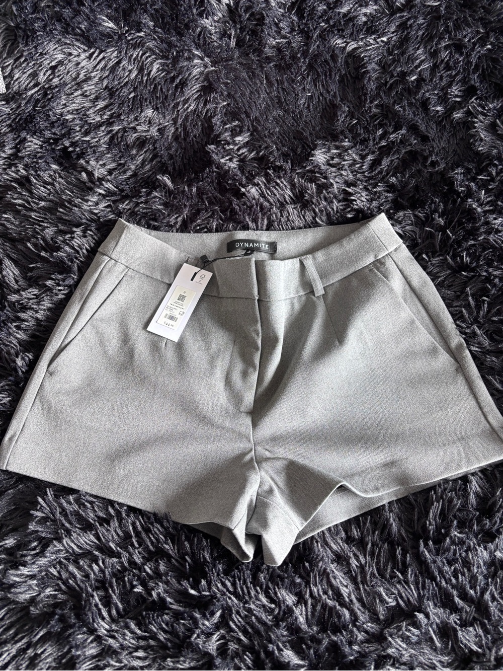 Dynamite High-Waist Tailored Shorts in Light Grey
